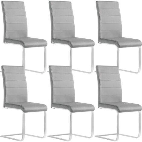 WOLTU Esszimmerstühle 6er Set, Schwingstuhl, Freischwinger Stuhl, Küchenstuhl, Samtstuhl, Polsterstuhl, mit hoher Rückenlehne, für Esszimmer Esstisch Küche Wohnzimmer Büro, Dunkelgrau
