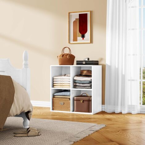 WOLTU Estantería para Libros con 4 Compartimentos Abiertos Mueble para Exposición y Decoración Estanteria Blanca de Cubos para Oficina Estudio Juvenil y salón 59.6X29X59 8cm