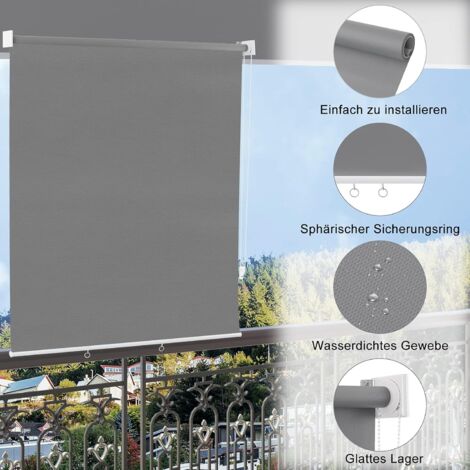 WOLTU Estor Enrollable para Exterior Estor Toldo Vertical Persiana Enrollable para Balcón Ventana Jardín Estor de Privacidad Térmica Opaca Anti UV 100x140 cm Gris Oscuro
