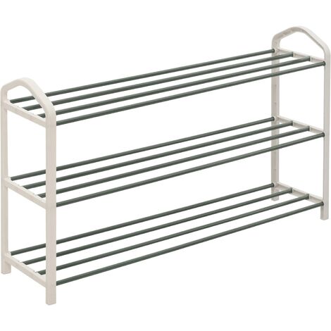 Woltu – Etagère à chaussures 3 étages – Meuble pour 12 paires – Tube en acier inoxydable – Dimensions 79x19,5x45cm – Couleur crème