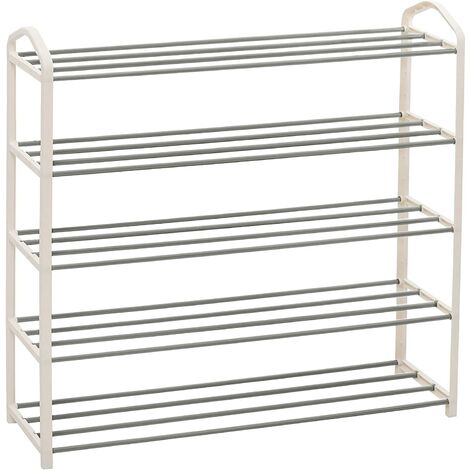 Woltu – Etagère à chaussures 5 étages – Meuble pour 20 paires – Tube en acier – Dimensions 79x19,5x79cm – Couleur crème