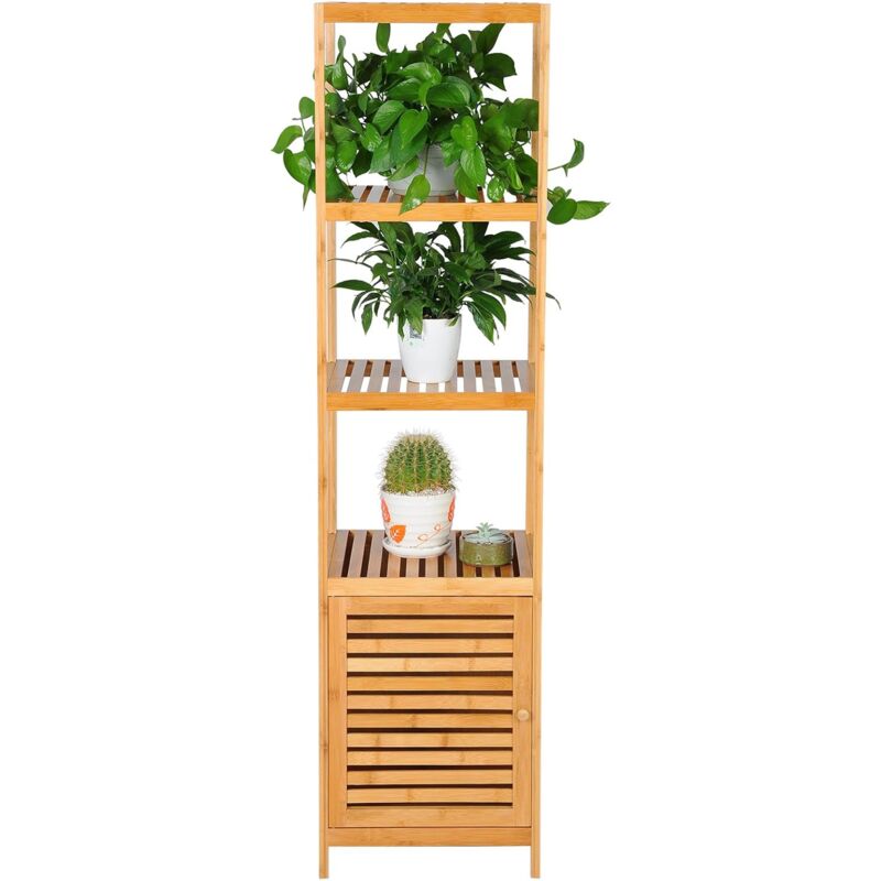 Etagère en bambou, rangement pour salle de bain/cuisine, 36x33x140 cm - Woltu
