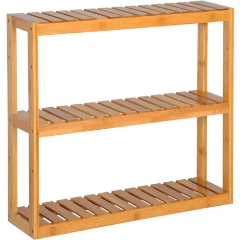 Woltu – Étagère en bambou réglable 60x15x54 cm – Meuble de rangement salle de bain – Installation facile – Bords polis pour éviter d'endommager