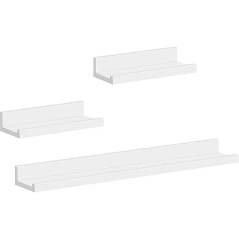 Woltu – Étagère murale blanche lot de 3 en MDF – Dimensions 60x10x5 cm et 30x10x5 cm – Charge maximale 5 kg par niveau – RG9491WS