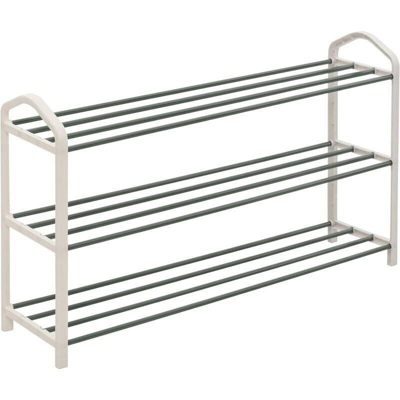 Etagère à chaussures de 3 étages Woltu Meuble à chaussure pour 12 paires de chaussures, Tube en acier, 79x19, 5x45cm, Crème