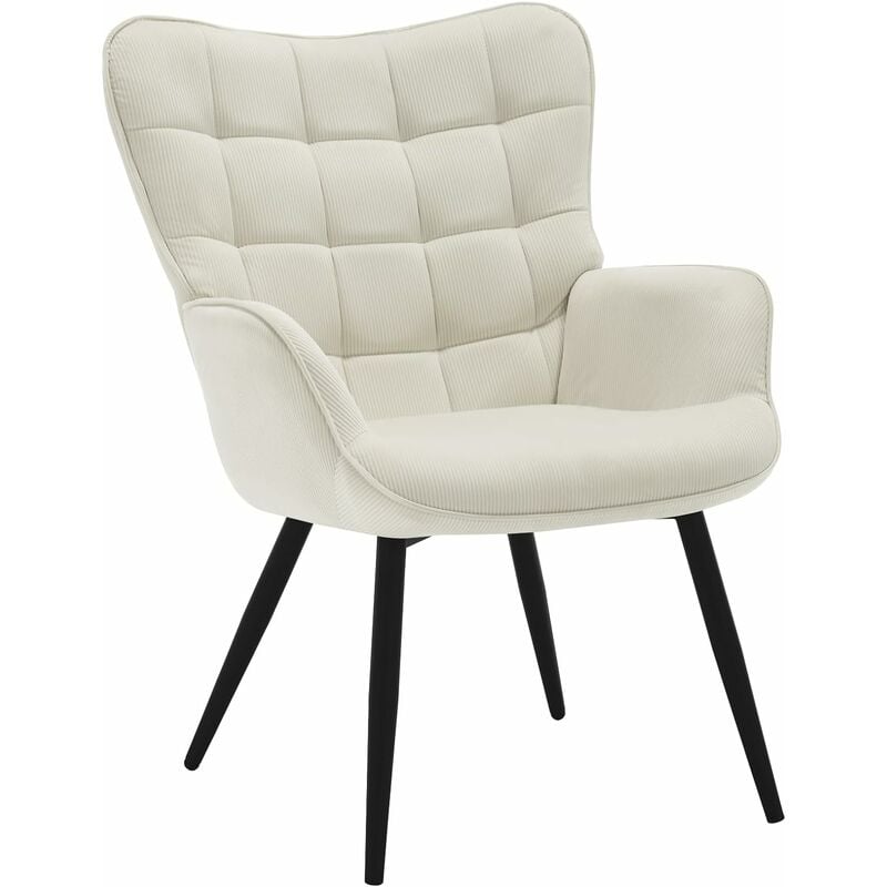 Woltu - Fauteuil à Oreilles en Velours Côtelé 65 x 64 x 90 cm, Fauteuil Relax Moderne, Fauteuil Lounge Vintage, Fauteuil de Salon Rembourré, Pieds