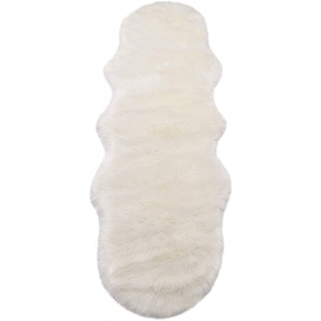 WOLTU Faux Lammfell Schaffell Langhaar Bettvorleger 60x180cm weiß