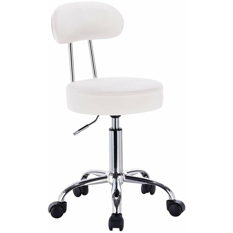 Woltu - Faux Leather Gas Lift Swivel chairs stools Swivel Working chairs with Back White