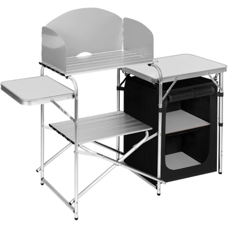 WOLTU Folding Camping Cupboards Camping Table with Carrying Bag and Storage Organiser- White & Black