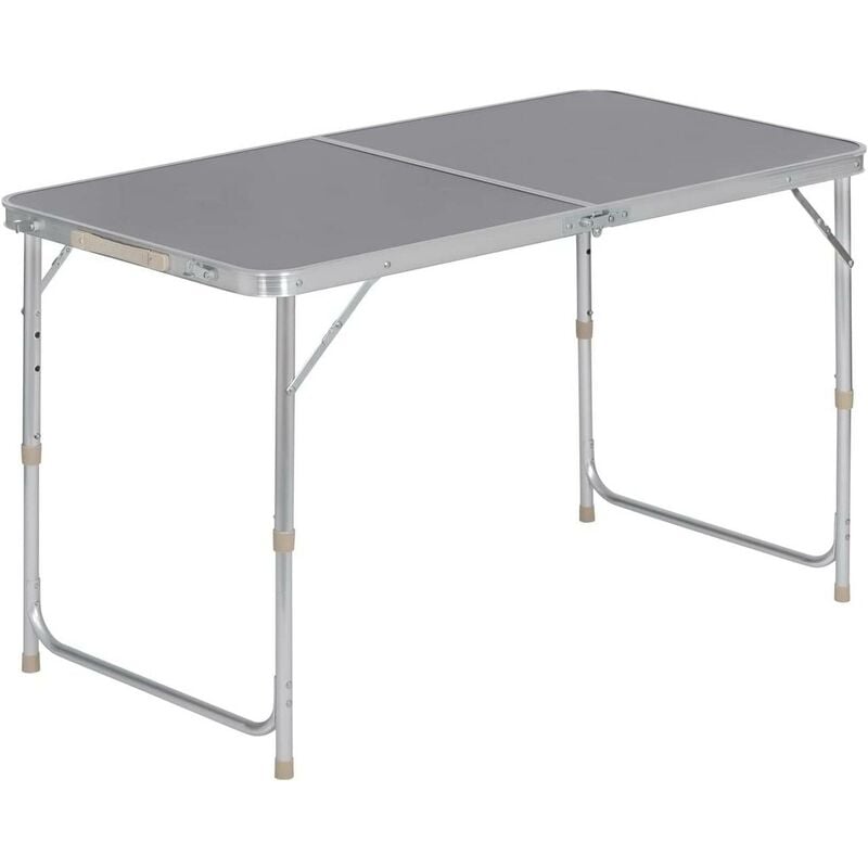 Folding Camping Table Aluminium Picnic Portable Adjustable Party bbq Patio Grey - Woltu