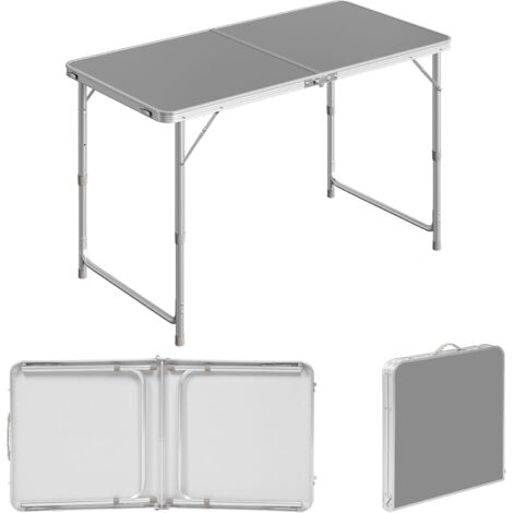 WOLTU Folding Camping Table Aluminium Picnic Portable Adjustable Party BBQ Patio Grey