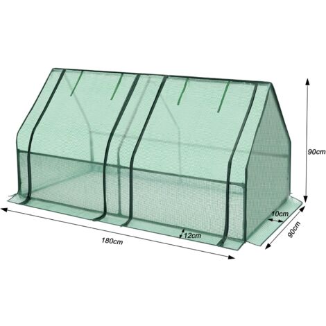 WOLTU Foliengewächshaus Tomatengewächshaus mit aufrollbaren Fenstern 140g/m² PE Treibhaus Tomatenhaus Frühbeet 180x90x90cm, Grün