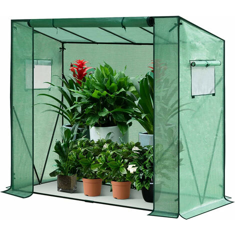 WOLTU Foliengewächshaus Treibhaus Gartenhaus PE halbtransparent 200x77x146/169 cm grün
