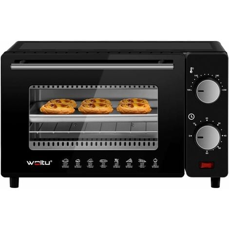 WOLTU Fornetto Elettrico 10L 650W. Forno per Pizza Elettrico. Mini Forno con Teglia. Griglia e Pinza. Temperatura tra 100-230℃. Timer 0-60 min. 650W. Nero