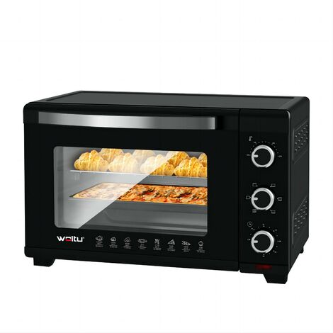 WOLTU Four Électrique 32L, Four de Table 1600W, Minuterie 60 min, 100-230℃, Porte à Double Vitrage, Noir