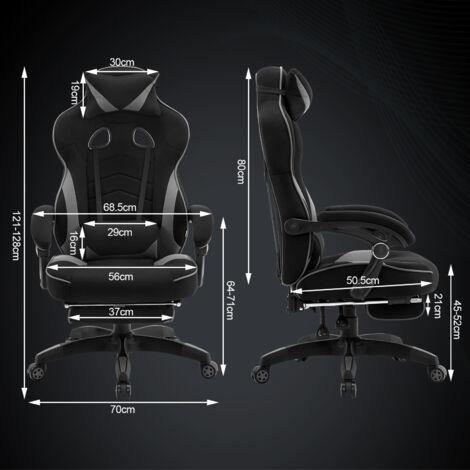 WOLTU Gaming Stuhl, Bürostuhl Ergonomisch mit Lendenkissen, Atmungsaktiv Gaming Chair, Gamer Stuhl 150 kg Belastbarkeit, Gaming Sessel mit Große Rückenlehne & Sitzfläche, Schwarz+Grau
