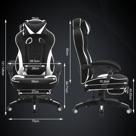 WOLTU Gaming Stuhl, Bürostuhl Ergonomisch mit Lendenkissen, Atmungsaktiv Gaming Chair, Gamer Stuhl 150 kg Belastbarkeit, Gaming Sessel mit Große Rückenlehne & Sitzfläche, Schwarz+Weiß