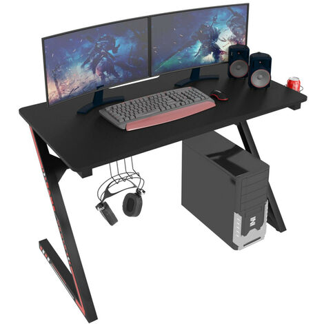 WOLTU Gaming Tisch Computertisch Z-förmige Tischbeine schwarz