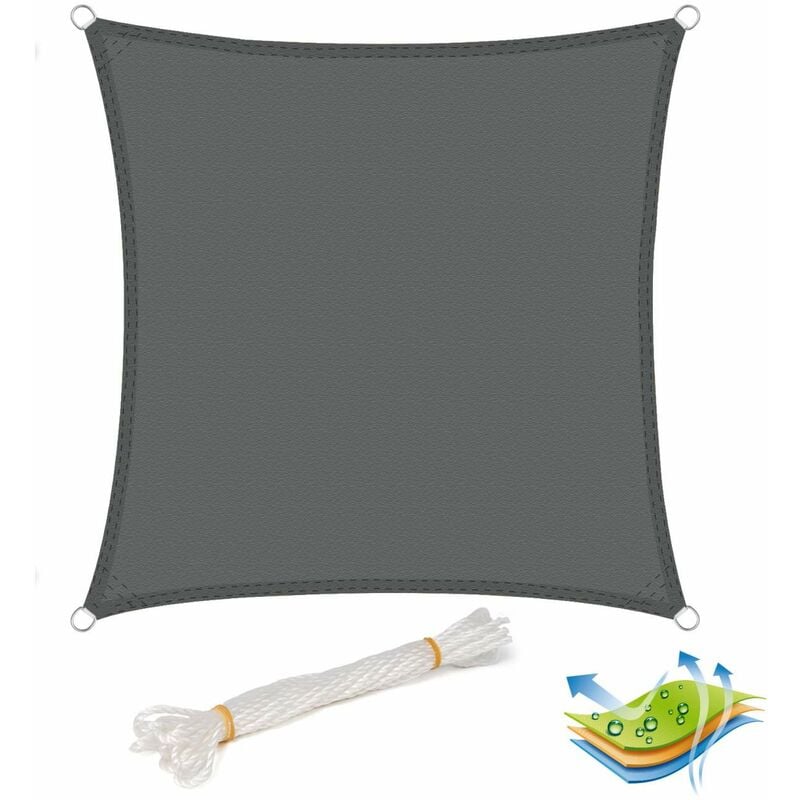 Garden Sun Shade Sail pe Breathable Canopy Sunscreen Patio Awning Cover Grey 2x2m - Woltu