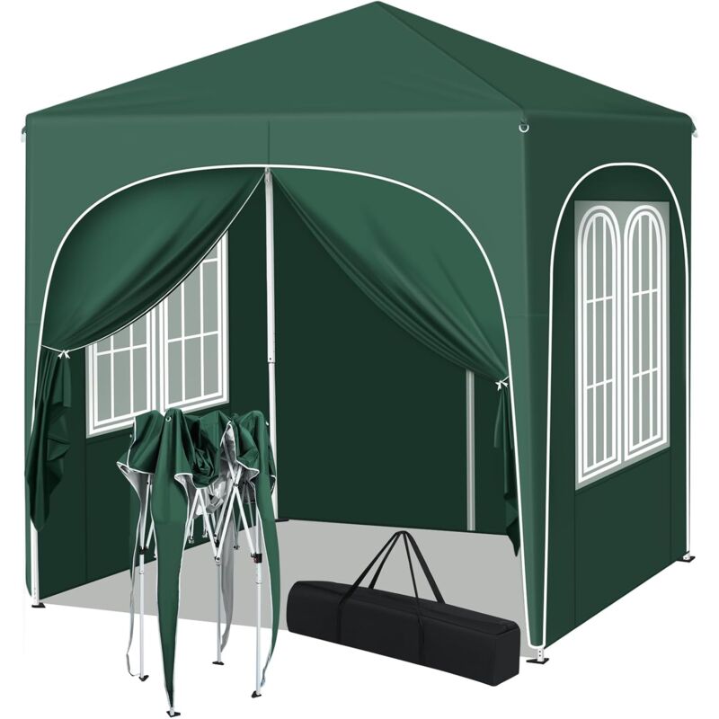 WOLTU Gazebo 2x2m con Pannelli Laterali per giardino ed esterni, Verde