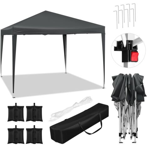 WOLTU Gazebo Carpa de jardín Plegable 3x3 Impermeable para Parque Infantil portátil al Aire Libre con Juego de 4 Sacos de Arena Antracita + Juego de 4 Sacos de Arena