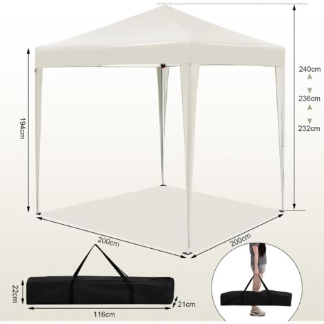 WOLTU GAZEBO PIEGHEVOLE DA GIARDINO CON Pannelli Laterali 2x2m, Beige