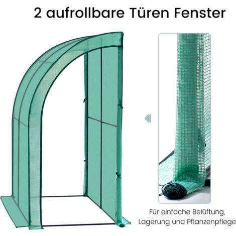 WOLTU Gewächshaus 200x210x100cm Foliengewächshaus Anlehngewächshaus Tomatengewächshaus Grün