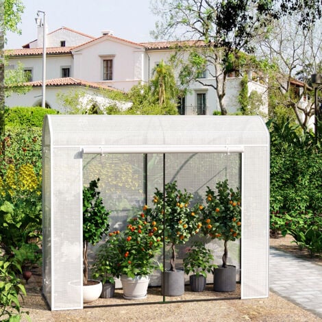WOLTU Gewächshaus Foliengewächshaus Tomatengewächshaus Winterfest, Folientunnel für Aufzucht Tomaten, Tomatenhaus mit Tür 2 Fenstern, aus Stahlrohr PE, 170x68x200cm, Weiß