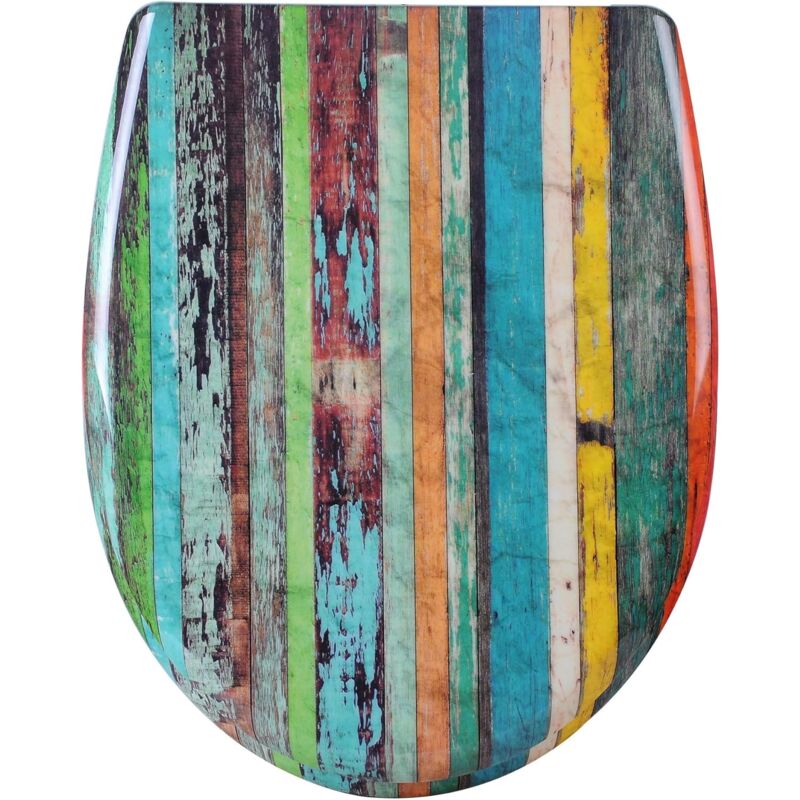 Woltu - Quick Release wc Toilet Seats Soft Close Slow Hinge Attached for Family Bathroom Woodlook