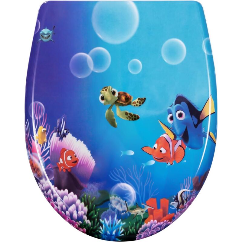 Woltu - Soft Close Toilet Seat.Premium Toilet Seat Quick Release.Anti-Bacterial Loo Seat Top Fixed. Duroplast.O Shape.Ocean Fish