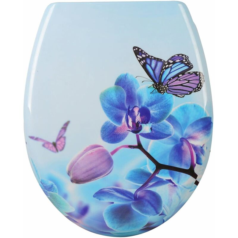WOLTU Toilet Seats Soft Close Adjustable Hinge Toilet Lid Cover Family Bathroom Butterfly Blue