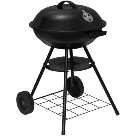 WOLTU Holzkohlegrill Holzkohle Kugelgrill Standgrill mit Räder 44 73CM, Barbecue Grill für Garten Camping, Schwarz