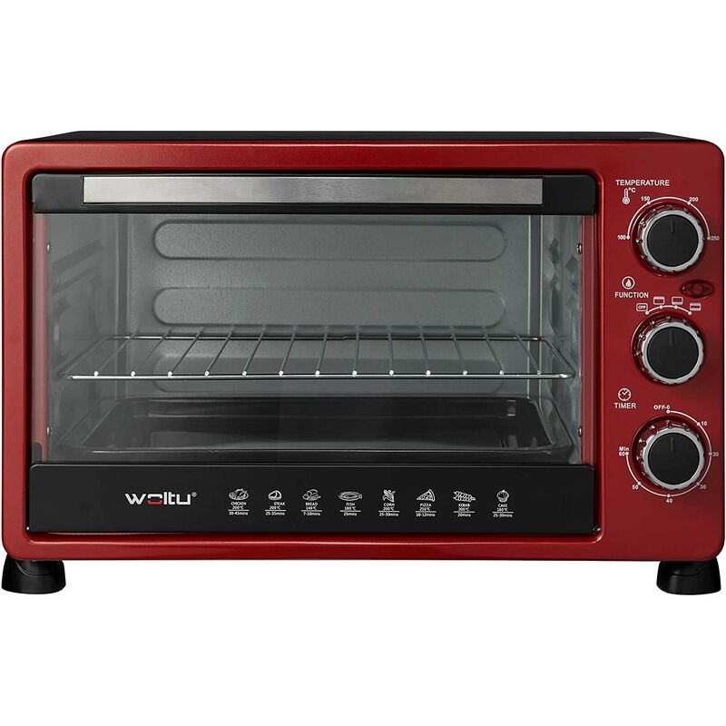 Woltu - Horno Electrico de Sobremesa con Capacidad 25 l Mini Horno Electrico con Tiempo 60 Min y Temperatura Ajustable a 250℃ Horno Tostador de 1500