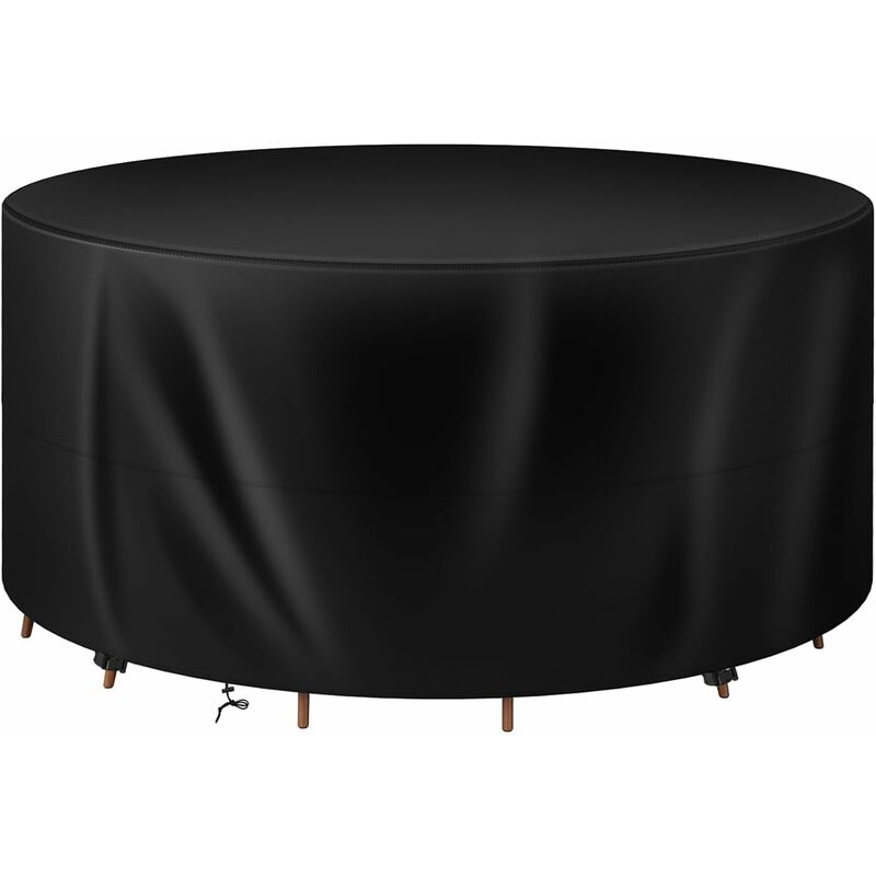 Housse pour Mobiliers de Jardin, Tissu Oxford 420D, avec Cordon de Serrage, Hydrofuge, Résistant au uv, 130x130x75cm, Noir - Woltu