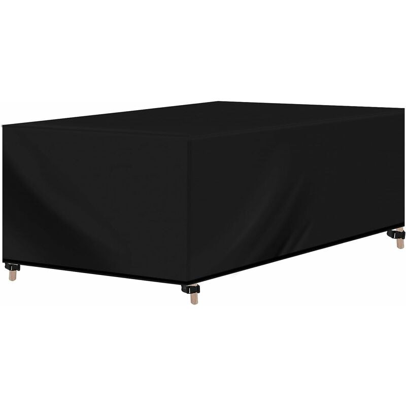 WOLTU Housse pour Mobiliers de Jardin, Tissu Oxford 420D, avec Cordon de Serrage, Hydrofuge, Résistant au UV, 242x162x100cm, Noir