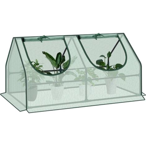 WOLTU Invernadero de Jardín Terraza 120x60x60cm Tipo Caseta Tubo de Acero Vivero Casero con 2 Ventanas para Cultivo Plantas Flores Tomates Verde