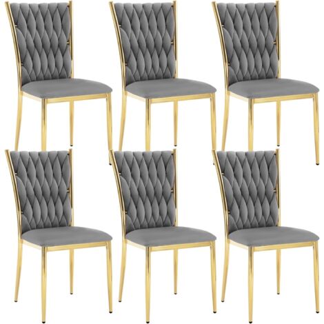 WOLTU Juego de 6 Sillas de Comedor de Diseño Moderno en Terciopelo Gris Oscuro