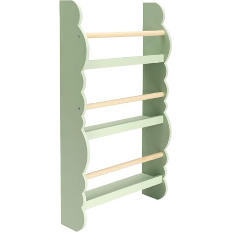 WOLTU Kids Librería Infantil Pared Estantería Frontal de Madera Organizador Pequeño de Libros Verde