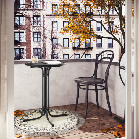 WOLTU Klappbarer Stehtisch, Bartisch rund, Bistrotisch Ø 80 cm, Klapptisch Partytisch wetterfest, Hochtisch 110 cm, Gartentisch Indoor Outdoor, für Garten Party Hochzeit, Metallrohre, Schwarz