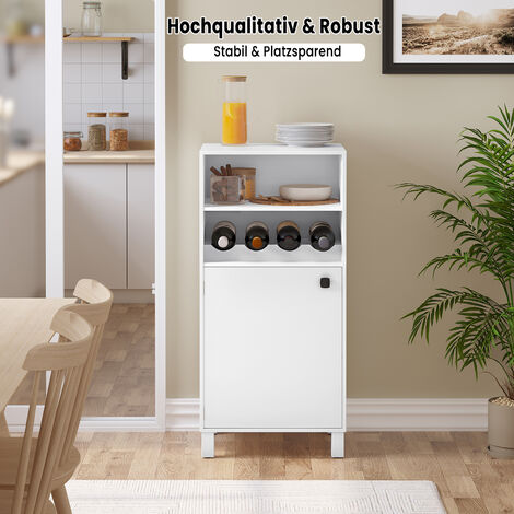WOLTU Küchenschrank Küchenregal Bücherregal Aufbewahrungsschrank mit Tür und verstellbaren Regalböden Mehrzweckschrank 48x40x108cm, Weiß