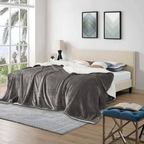 WOLTU Kuscheldecke Flauschige Sherpa Wolldecke, super Dicke Warme Fleecedecke als Sofadecke Bettdecke grau 150x200cm