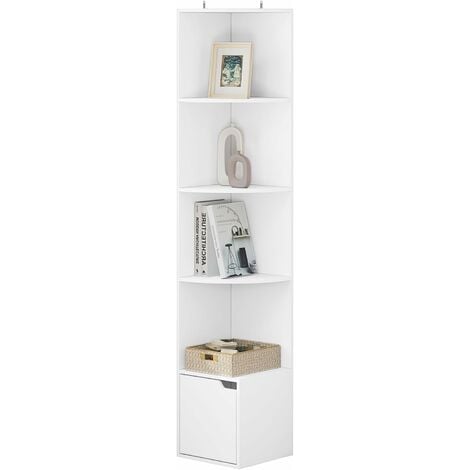 IFANNY Estantería blanca, estante vertical con 4 cubos, estante de  exhibición moderno, estantes de almacenamiento de madera para dormitorio,  sala de