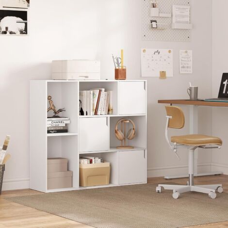 WOLTU Librería de 8 Cubos, Estante de Almacenamiento de Madera, Organizador Independiente para Oficina, Sala de Estar, Dormitorio, Blanco