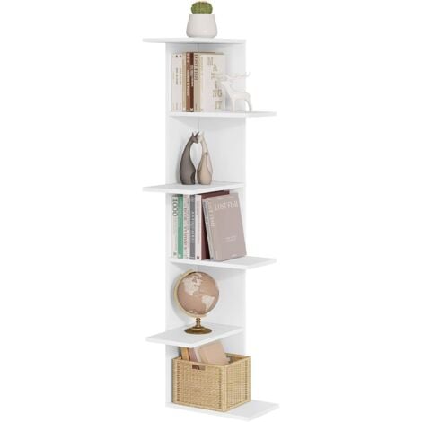 WOLTU Libreria Scaffale Mensole Parete Angolare Moderna 6 Ripiani ad Angolo Bianco, 37x37x140cm