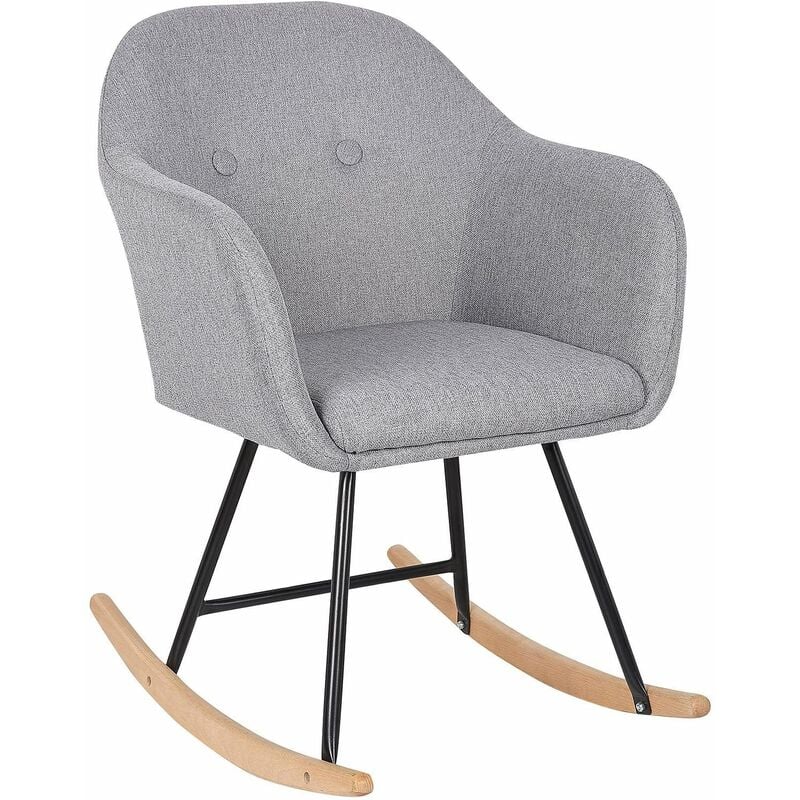 Woltu - Linen Look Rocking chairs w/ Solid Wood Curved Legs Padded Seat Two Colours Light Grey