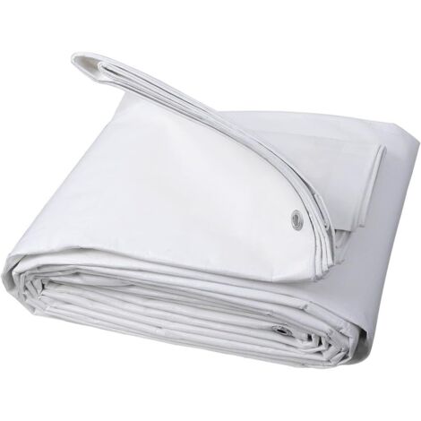 WOLTU Lona Impermeable de PE 280 g/m2 Lonas para Piscinas con Ojales de Aluminio Lona de Protección para Muebles Jardín Piscina y Coche Blanco 3x6m