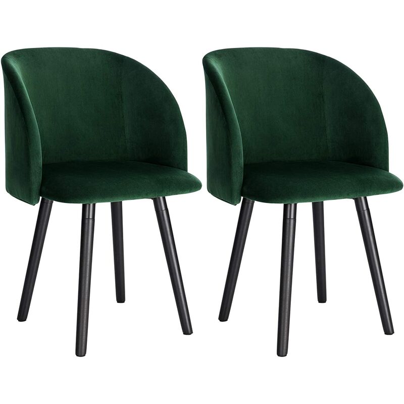 lot de 2 chaise de cuisine en velours. fauteuil de repas salle à manger.scandinave. vert foncé - vert foncé - woltu
