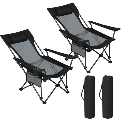 Chaise De Camping Pliable Fauteuil En Metal Et Textilene Gris Anthracite 53x55xh75 cm