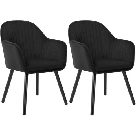 Woltu – Lot de 2 chaises de salle à manger – Assise en velours – Chaise de cuisine et café – Hauteur 81 cm – Capacité 120 kg – Noir