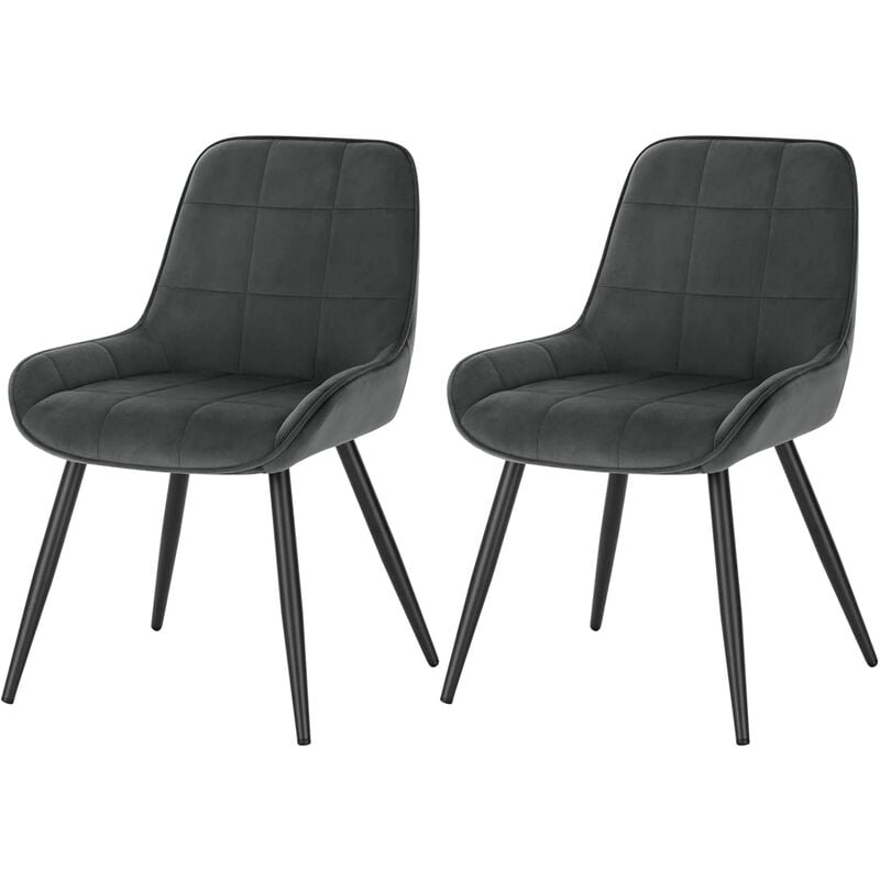 Woltu - Lot de 2 Chaises de Salle à Manger en Velours, Chaises Scandinaves pour Salon, Cuisine, Chambre, Gris foncé